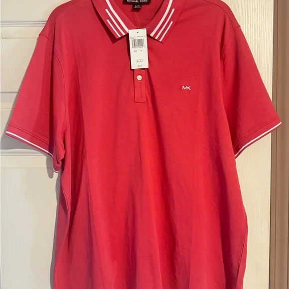 Michael Kors Red Polo Shirt with White Trim - Picture 1 of 7